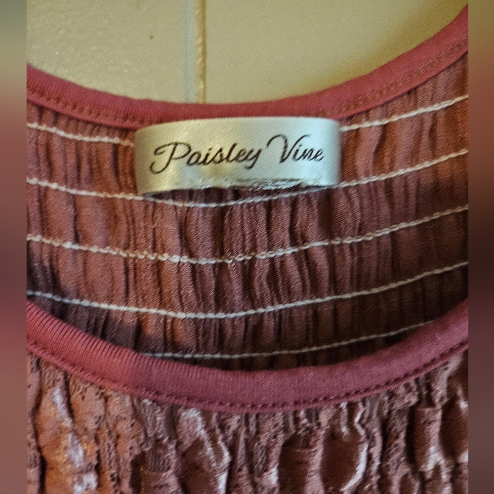 Paisley Vine Dusty Rose Sleeveles Tunic Dress - Picture 2 of 4